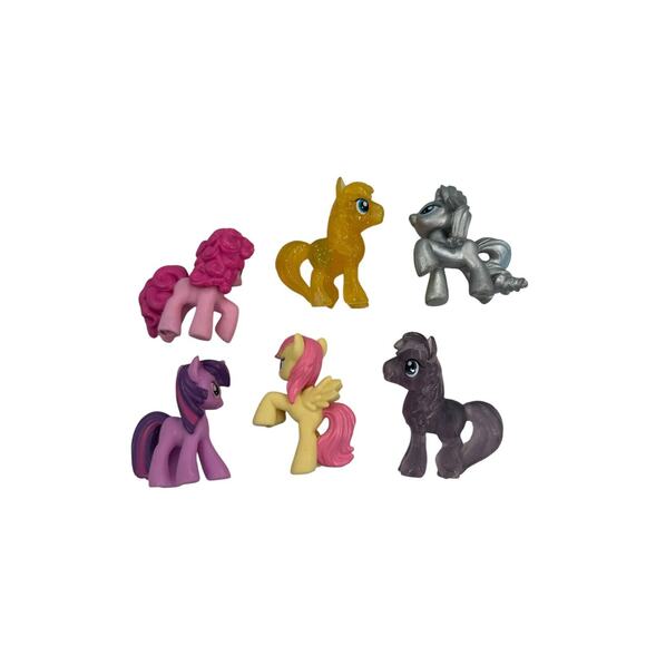 Hasbro My Little Pony Blind Bag Mini Figures Lot of 6 MLP Metallic Clear Glitter - Picture 2 of 8